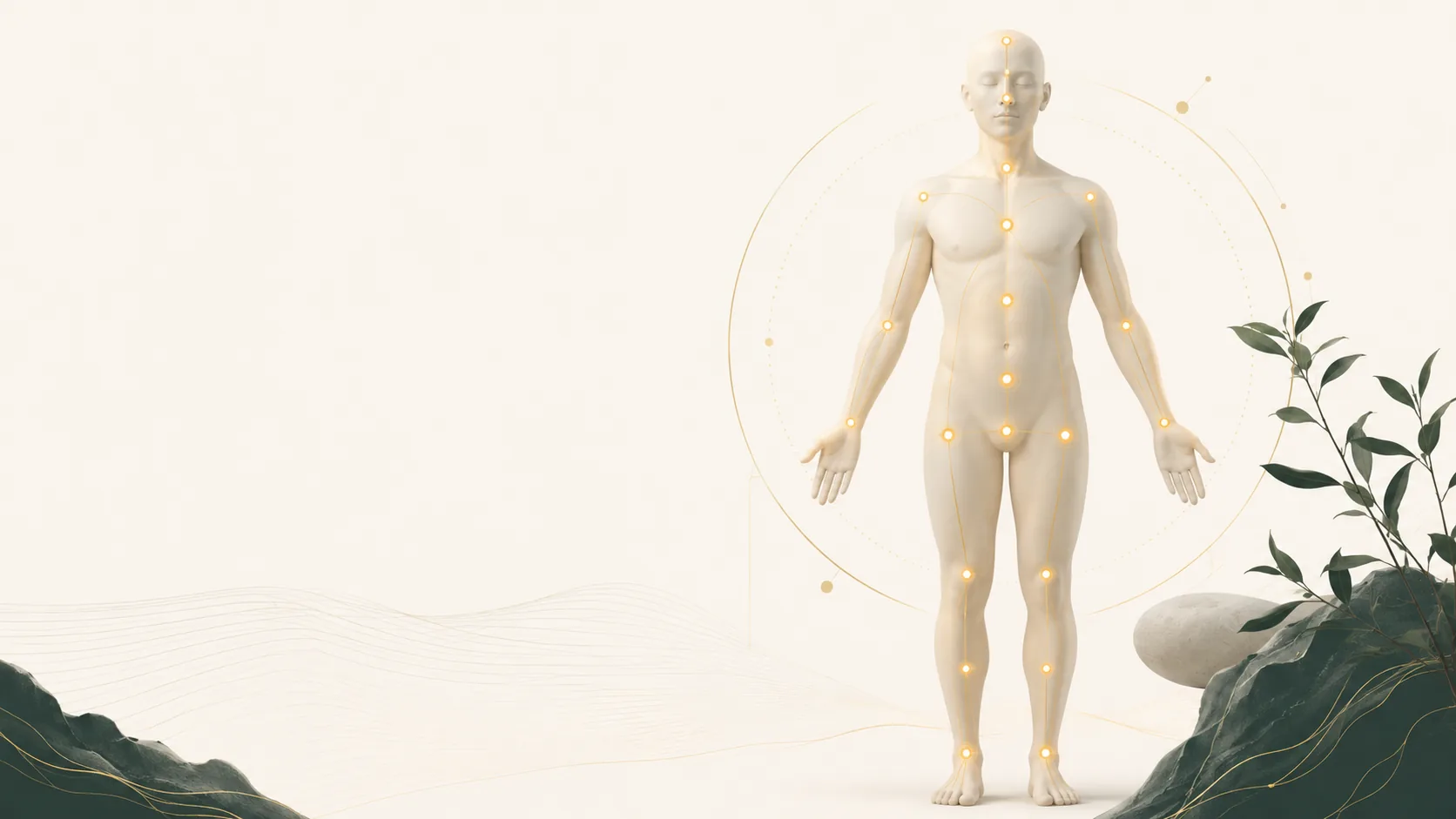 Acupressure point locations across the body, from head to feet
